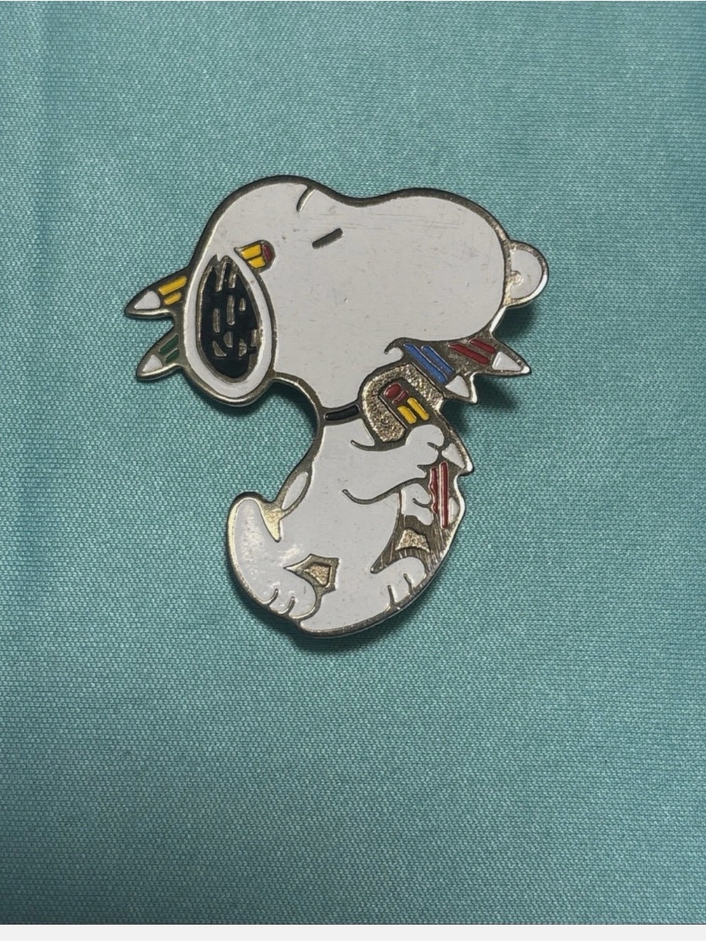 Peanuts Snoopy White Enamel Dog Pin - Cute Pet Accessory